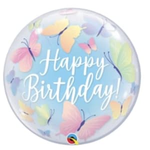 22 Inch Birthday Soft Butterflies Bubble Balloon Flower Bouquet