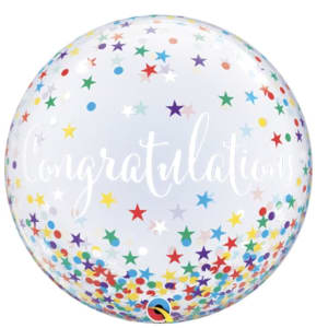 22 Inch Congratulations Confetti Stars Bubble Balloon Flower Bouquet