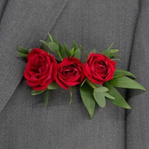 Rose Trio Pocket Square Flower Bouquet