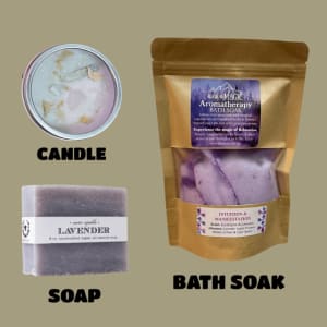 Bath Soak, Soap & Candle Flower Bouquet