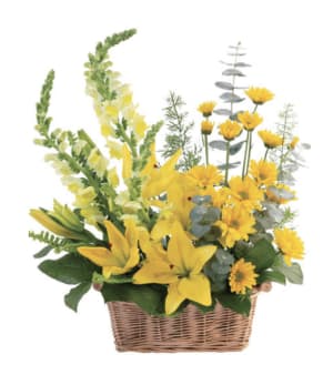 Cheerful Yellow Basket Flower Bouquet