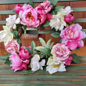 Peony Wreath, Artificial Wreath, 20" Flower Bouquet