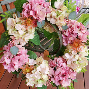 Pastel Hydrangea Wreath, 22-inch artificial door and wall wreath Flower Bouquet