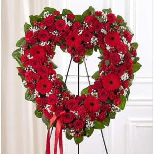 Always Remember™ Floral Heart Tribute- Red Flower Bouquet