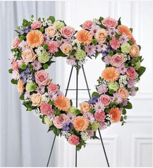 Always Remember™ Floral Heart Tribute- Pastel Flower Bouquet