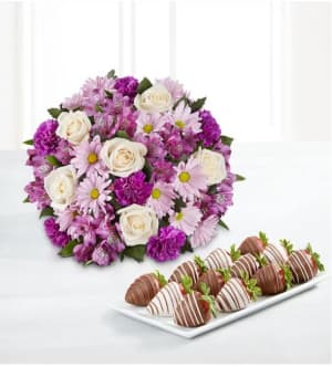 Lavender Garden & Drizzled Strawberries Flower Bouquet