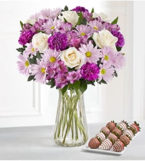 Lavender Garden & Drizzled Strawberries Flower Bouquet