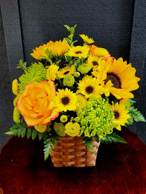 Sunflower Harvest Basket Flower Bouquet