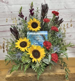 On Angel's Wings Memorial Slate Flower Bouquet