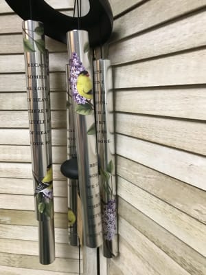 Yellow Bird Wind Chime Flower Bouquet