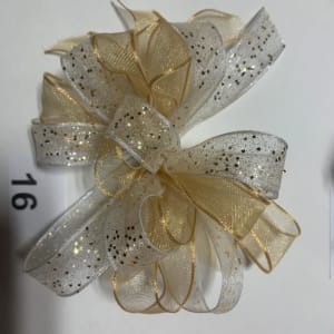 Sheer Gold W/ Silver Sheer Ribbon Wrist Corsage ***Pick Up Only*** Flower Bouquet