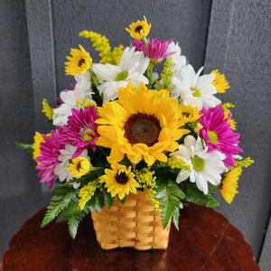 Country Sunflower Basket Flower Bouquet