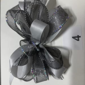 Silver Satin W/ Sheer Black Ribbon Wrist Corsage ***Pick Up Only*** Flower Bouquet
