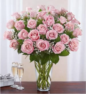 Premium Long Stem Pink Roses Flower Bouquet