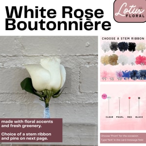 White Rose Boutonniere Flower Bouquet