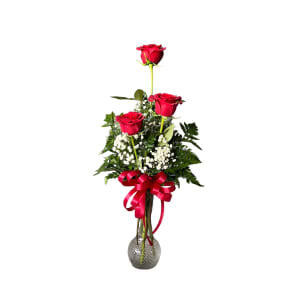 Three Rose Vase Flower Bouquet