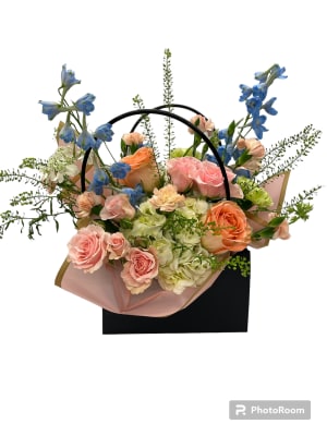 Mom's Secret Garden - Black Gift Bag Flower Bouquet