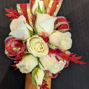 White and Red Corsage Flower Bouquet