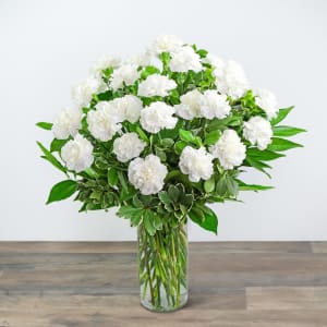 WHITE CARNATIONS VASE Flower Bouquet