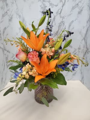 GARDEN VARIETY WITH LAVENDER JAR Flower Bouquet