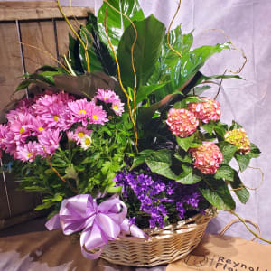 Traditional Springtime European Garden Basket Flower Bouquet