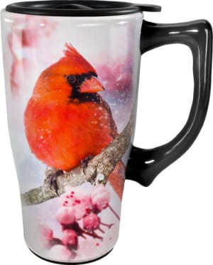 Cardinal Travel Mug Flower Bouquet