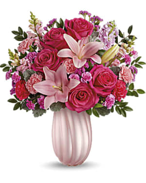 Teleflora's Rosy Swirls Flower Bouquet