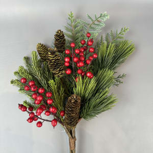 Christmas Pine and Berry Cluster Spray Flower Bouquet