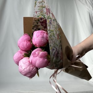 Wrapped Peony Bunch (5 stems) Flower Bouquet