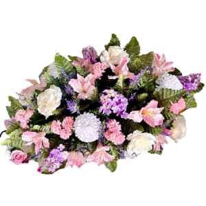 Silk Grave Saddle - Lavender and Pink Flower Bouquet