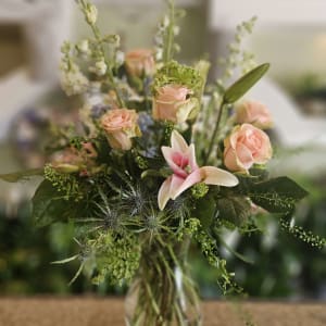 Pink and Blue Flower Bouquet