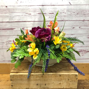 Tropical Sunset Silk (Artificial) Centerpiece Flower Bouquet