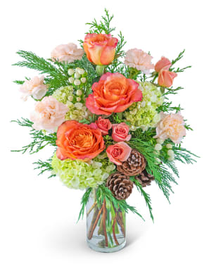 Frosted Peach Glow Flower Bouquet