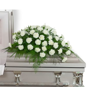 Peaceful in White Casket Spray Flower Bouquet