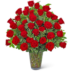 Three Dozen Elegant Red Roses Flower Bouquet