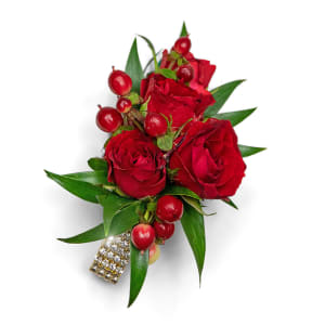 Crimson Corsage Flower Bouquet