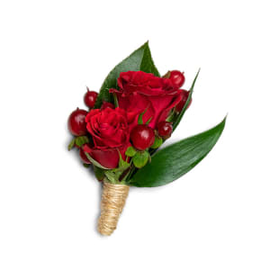 Crimson Boutonniere Flower Bouquet