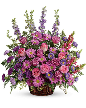 Gracious Lavender Basket Flower Bouquet