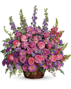 Gracious Lavender Basket Flower Bouquet