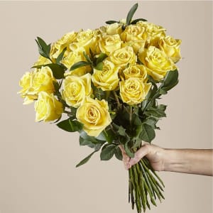 RAY OF SUNSHINE YELLOW ROSE WRAPPED  BOUQUET Flower Bouquet