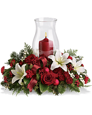 Holiday Glow Centerpiece Flower Bouquet