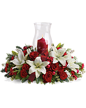 Holiday Glow Centerpiece Flower Bouquet