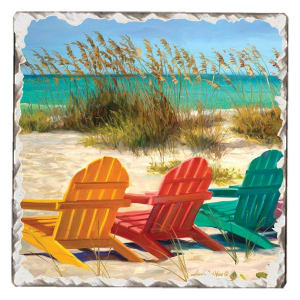 Tile Coaster – Beach Chairs Flower Bouquet