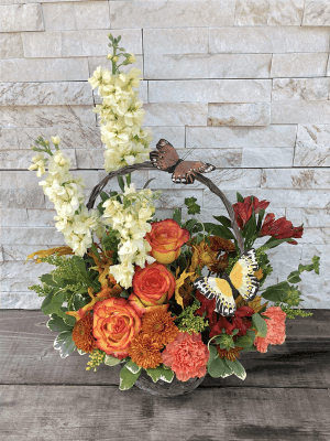 Butterfly Basket Fall Flower Bouquet