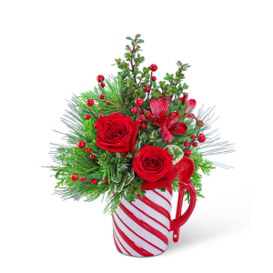 Candy Stripes Keepsake Mug Flower Bouquet