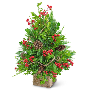 Berries & Cones Boxwood Tree Flower Bouquet