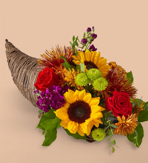 Friendsgiving Cornucopia Flower Bouquet