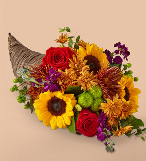 Friendsgiving Cornucopia Flower Bouquet