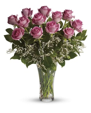 Make Me Blush - Dozen Long Stemmed Pink Roses Flower Bouquet