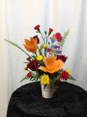 Happy Birthday Mug Flower Bouquet